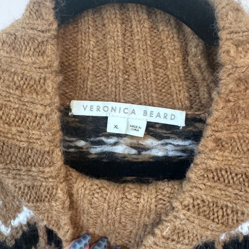 Veronica Beard Brown Patterned Turtleneck Sweater - image 4
